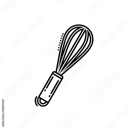 Whisk icon with handle in outline style for culinary or cooking themes
