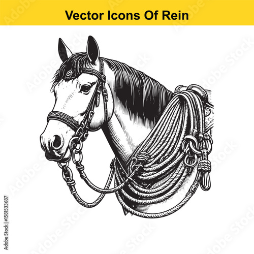 Western Horse Reins – Traditional Cowboy Riding Gear, Symbol of Control and Heritage