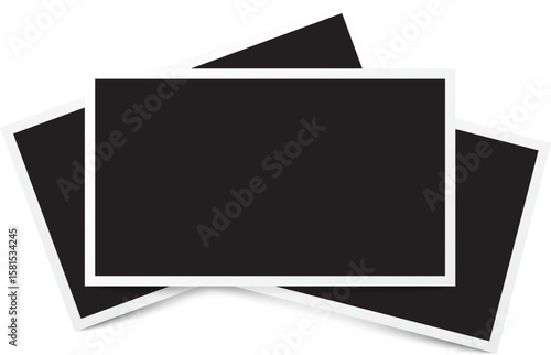 Blank polaroid photo frames realistic mockup. Old photo frame with transparent background