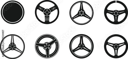 Vector collection displays different designs of steering wheels
