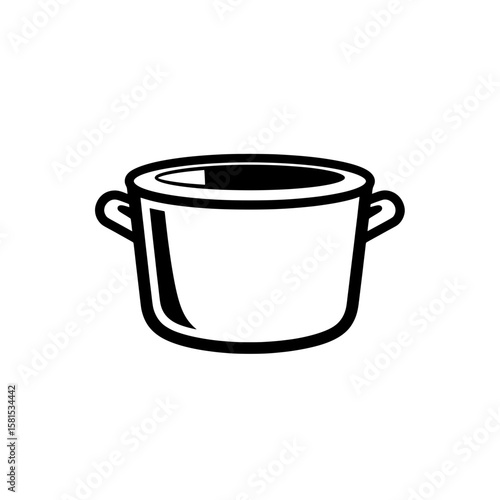 Simple line drawing of a cooking pot with handles