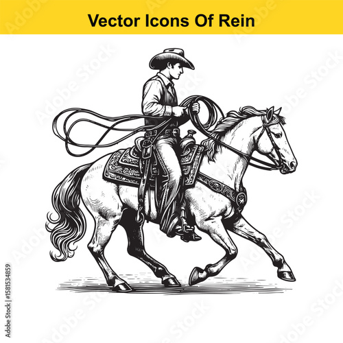 Western Horse Reins – Traditional Cowboy Riding Gear, Symbol of Control and Heritage