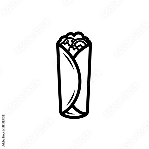 Tortilla wrap with filling served in a paper wrapper