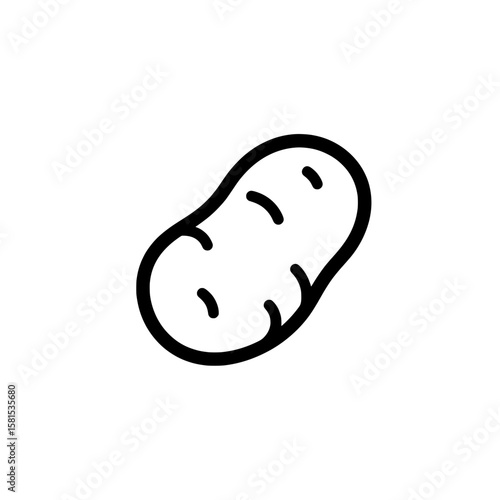 Simple line icon of a potato with dashed lines