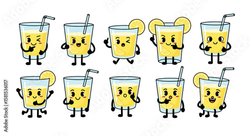 Animated lemon drink characters with expressive faces and gestures