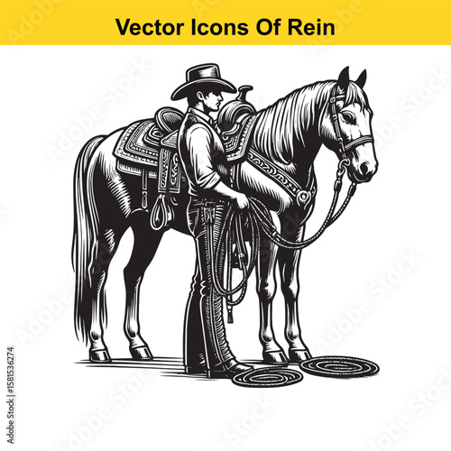 Western Horse Reins – Traditional Cowboy Riding Gear, Symbol of Control and Heritage