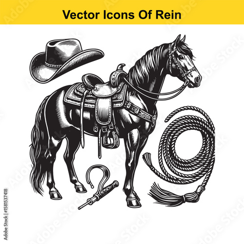 Western Horse Reins – Traditional Cowboy Riding Gear, Symbol of Control and Heritage