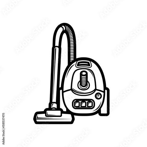 Line art vacuum cleaner with detachable hose and control panel