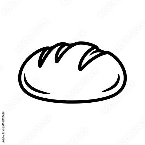 Line art bread loaf with scoring marks for bakery packaging