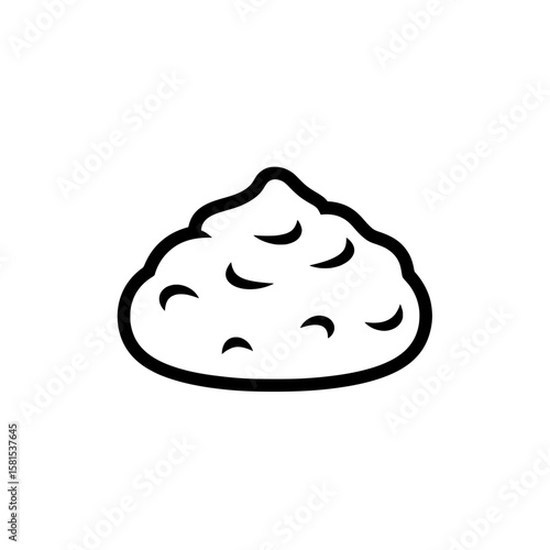 Line art of chocolate chip cookie with a dotted outline