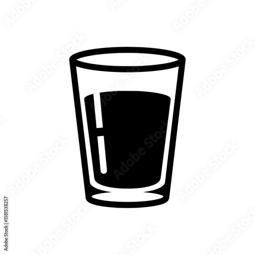 Simplified black and white drinking glass icon