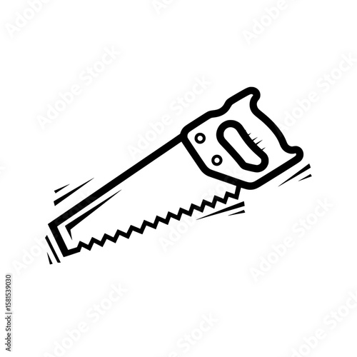 Hand saw with a wooden handle and serrated blade