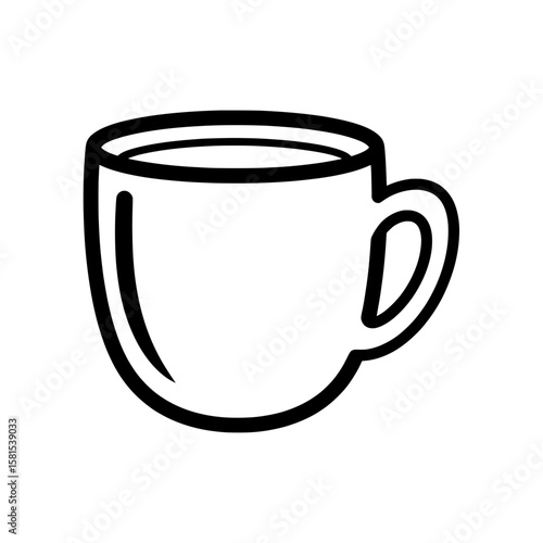 Simple outline coffee mug with handle for hot beverage