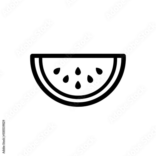 Watermelon slice icon with seeds in outline style for food and drink