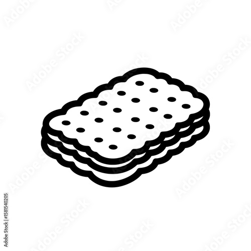 Stack of rectangular crackers with dotted surface for snacks and food