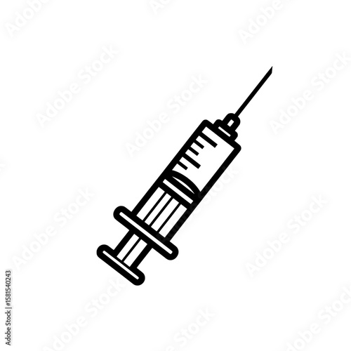 Syringe icon with outline style for medical and healthcare use