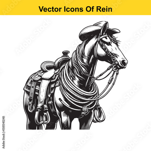 Western Horse Reins – Traditional Cowboy Riding Gear, Symbol of Control and Heritage