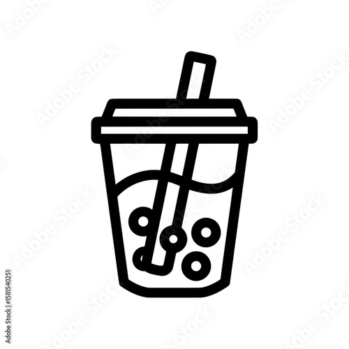Cold drink with ice and straw in glass for refreshment