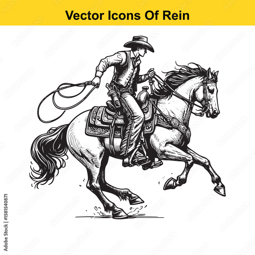 Obraz premium Western Horse Reins – Traditional Cowboy Riding Gear, Symbol of Control and Heritage