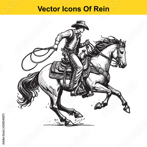 Western Horse Reins – Traditional Cowboy Riding Gear, Symbol of Control and Heritage