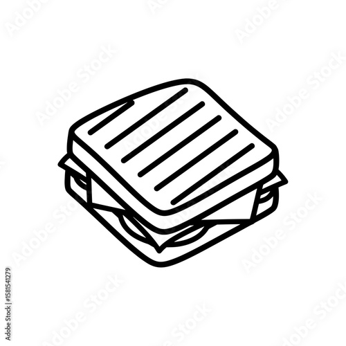 Grilled sandwich with grill marks on bread side view