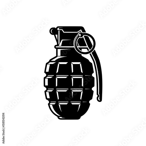 Black outline of a hand grenade with safety pin and handle