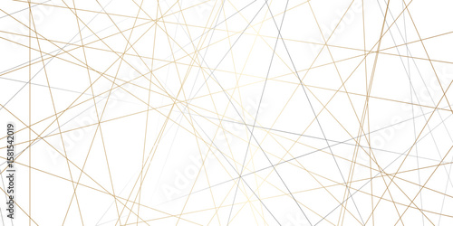 abstract golden lines with white background. Creative and geometric shape with white luxury pattern and paper texture design in illustration with white line background.	