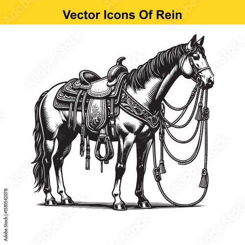 Western Horse Reins – Traditional Cowboy Riding Gear, Symbol of Control and Heritage