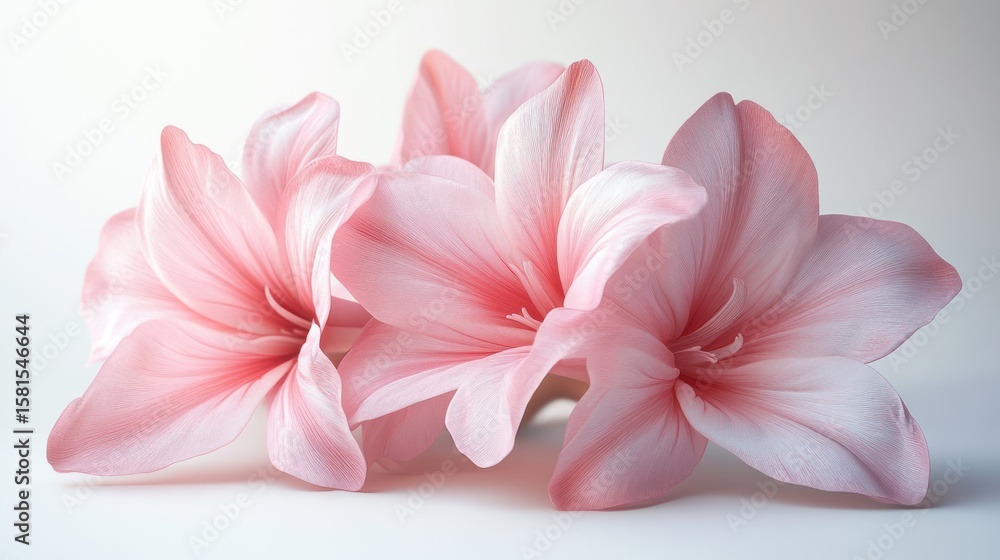 Fototapeta premium Delicate Pink Flowers Close-up on White Background