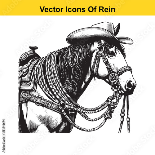 Western Horse Reins – Traditional Cowboy Riding Gear, Symbol of Control and Heritage
