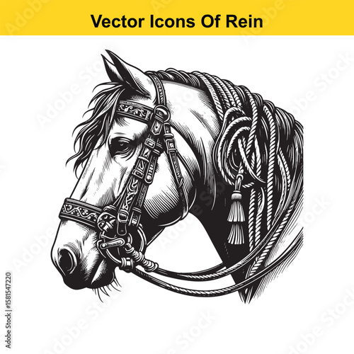 Western Horse Reins – Traditional Cowboy Riding Gear, Symbol of Control and Heritage