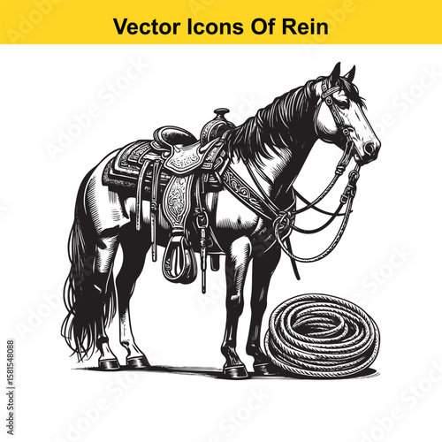 Western Horse Reins – Traditional Cowboy Riding Gear, Symbol of Control and Heritage