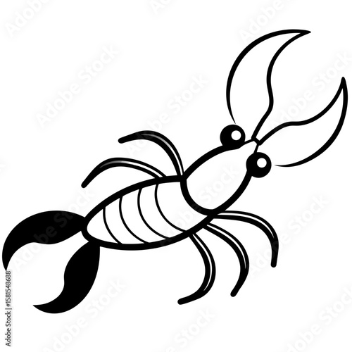 lobster walking sideways on white background