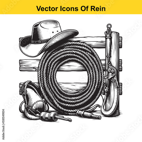 Western Horse Reins – Traditional Cowboy Riding Gear, Symbol of Control and Heritage