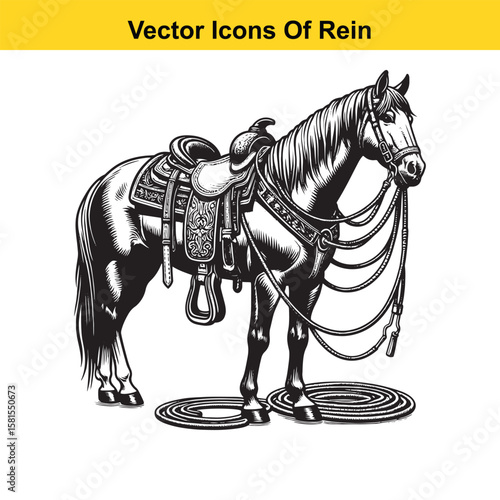 Western Horse Reins – Traditional Cowboy Riding Gear, Symbol of Control and Heritage