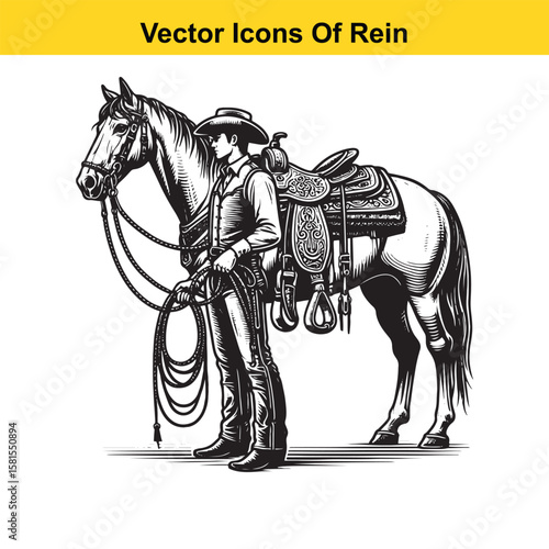 Western Horse Reins – Traditional Cowboy Riding Gear, Symbol of Control and Heritage