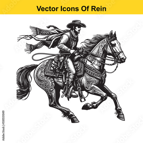 Western Horse Reins – Traditional Cowboy Riding Gear, Symbol of Control and Heritage