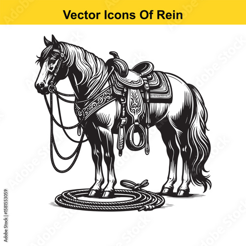 Western Horse Reins – Traditional Cowboy Riding Gear, Symbol of Control and Heritage