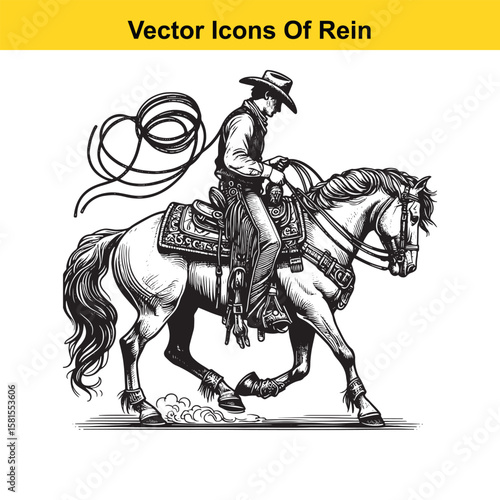 Western Horse Reins – Traditional Cowboy Riding Gear, Symbol of Control and Heritage