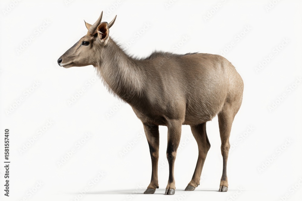 Obraz premium Profile view of a graceful brown antelope on white background