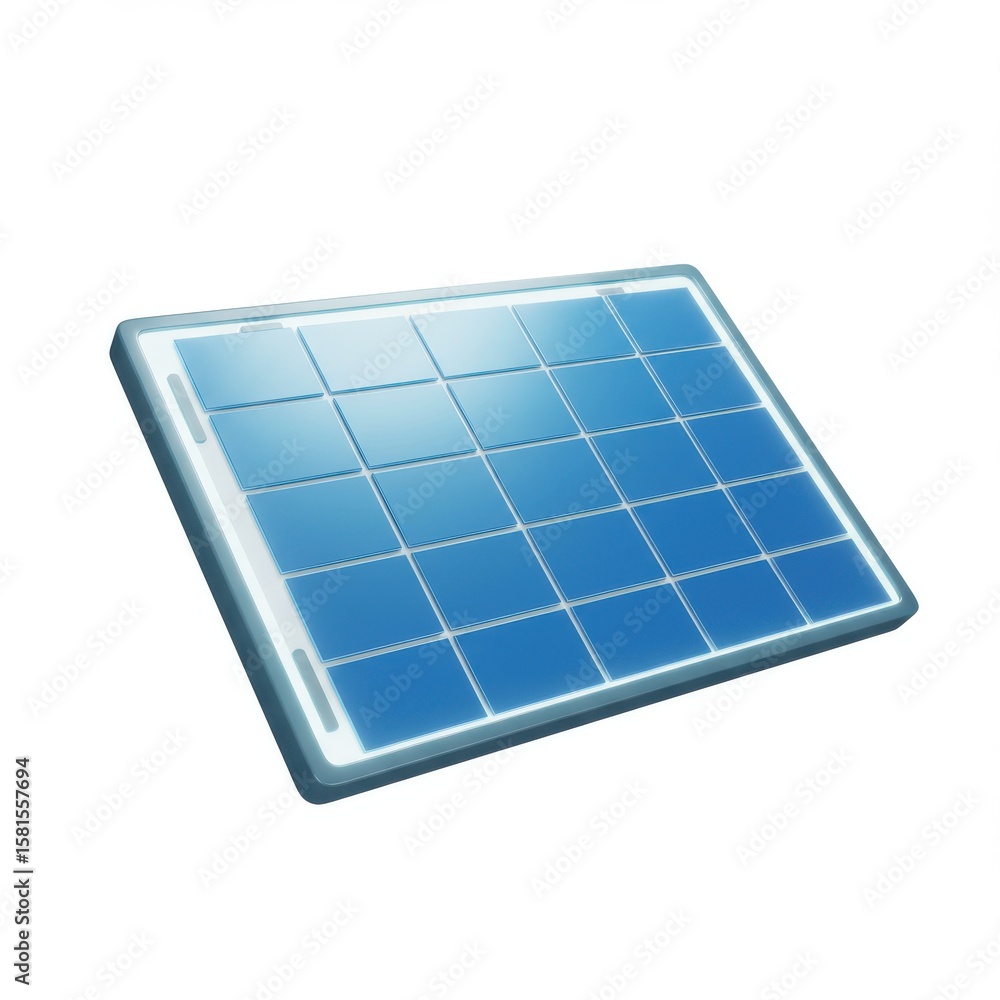 Solar Panel with Blue Cells on White Background for Renewable Energy Solar Panel with Blue Cells on White Background for Renewable Energy