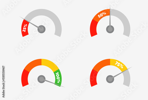 Gauge chart collection percentage vector illustration.
