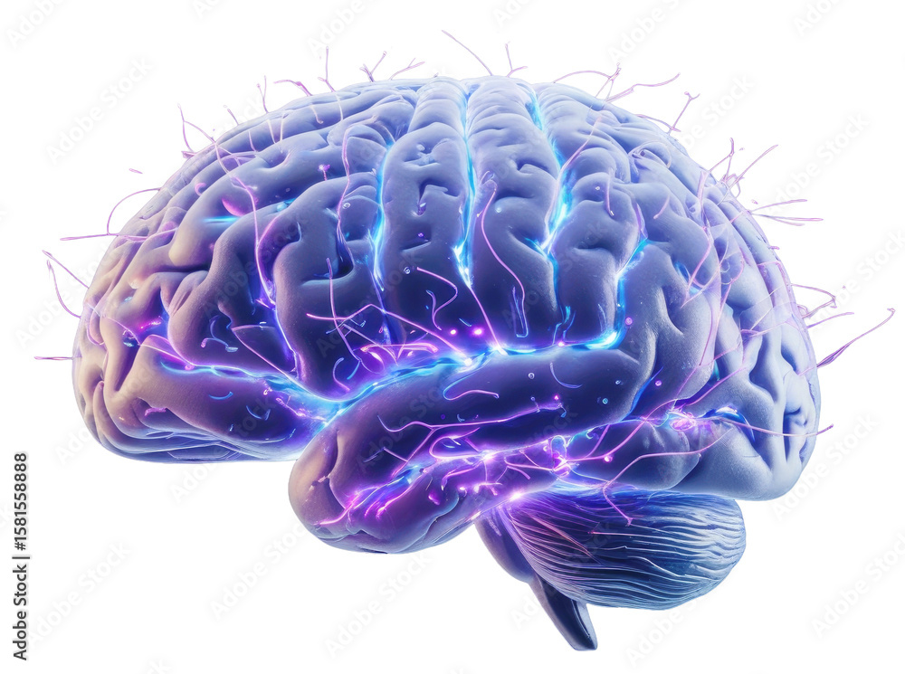 custom made wallpaper toronto digital3d illustration of human brain with x-ray style and medical anatomy concept