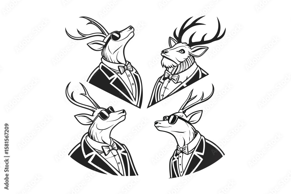 Fototapeta premium Rustic Deer Head Wall Art Silhouette