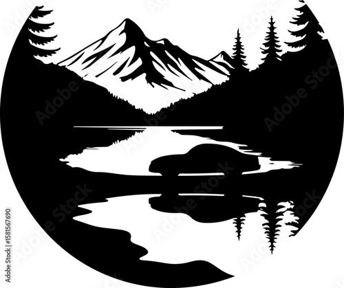 car in the forest, car, truck, vector, icon, transport, vehicle, transportation, illustration, auto, cartoon, road, design, automobile, delivery, sign, silhouette, symbol, trailer, traffic, bus, tract