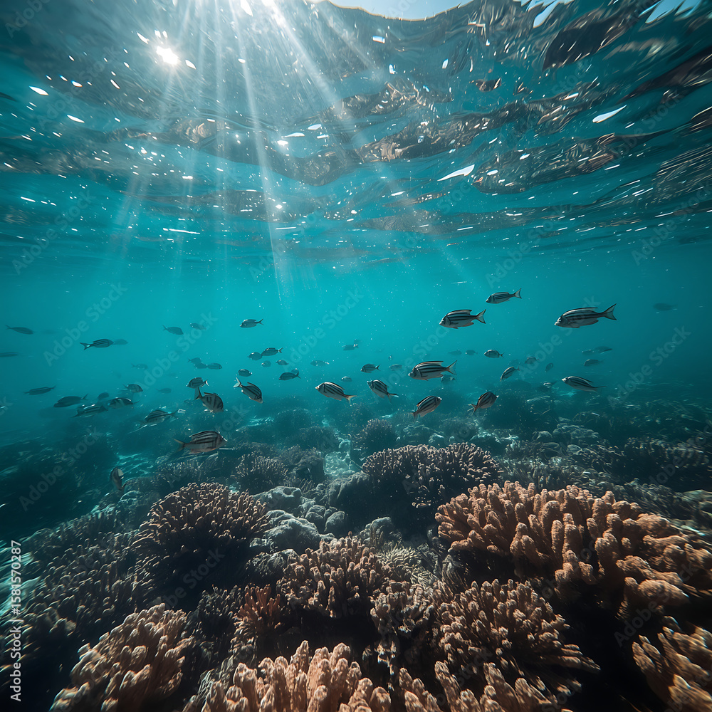 Fototapeta premium coral reef and diver