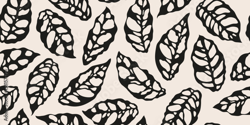 Beautiful rare monstera obliqua floral pattern. Exotic tropical leaves janda bolong pattern, design for fabric, cover, textile, wallpaper.