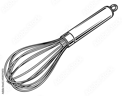 Whisk Outline Illustration with Hanging Loop