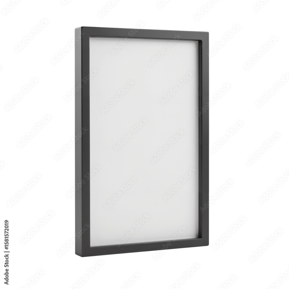 Black Rectangular Picture Frame Displayed in Three Quarter View with Matte Interior Black Rectangular Picture Frame Displayed in Three Quarter View with Matte Interior
