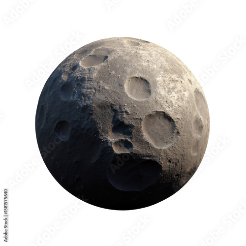 Cratered Moon Surface Displayed Against Clean Backdrop for Space Study